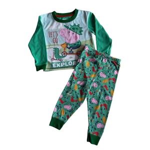 Peppa Pig Pajama Set Green Good George Pig Dinosaur Kids 3T